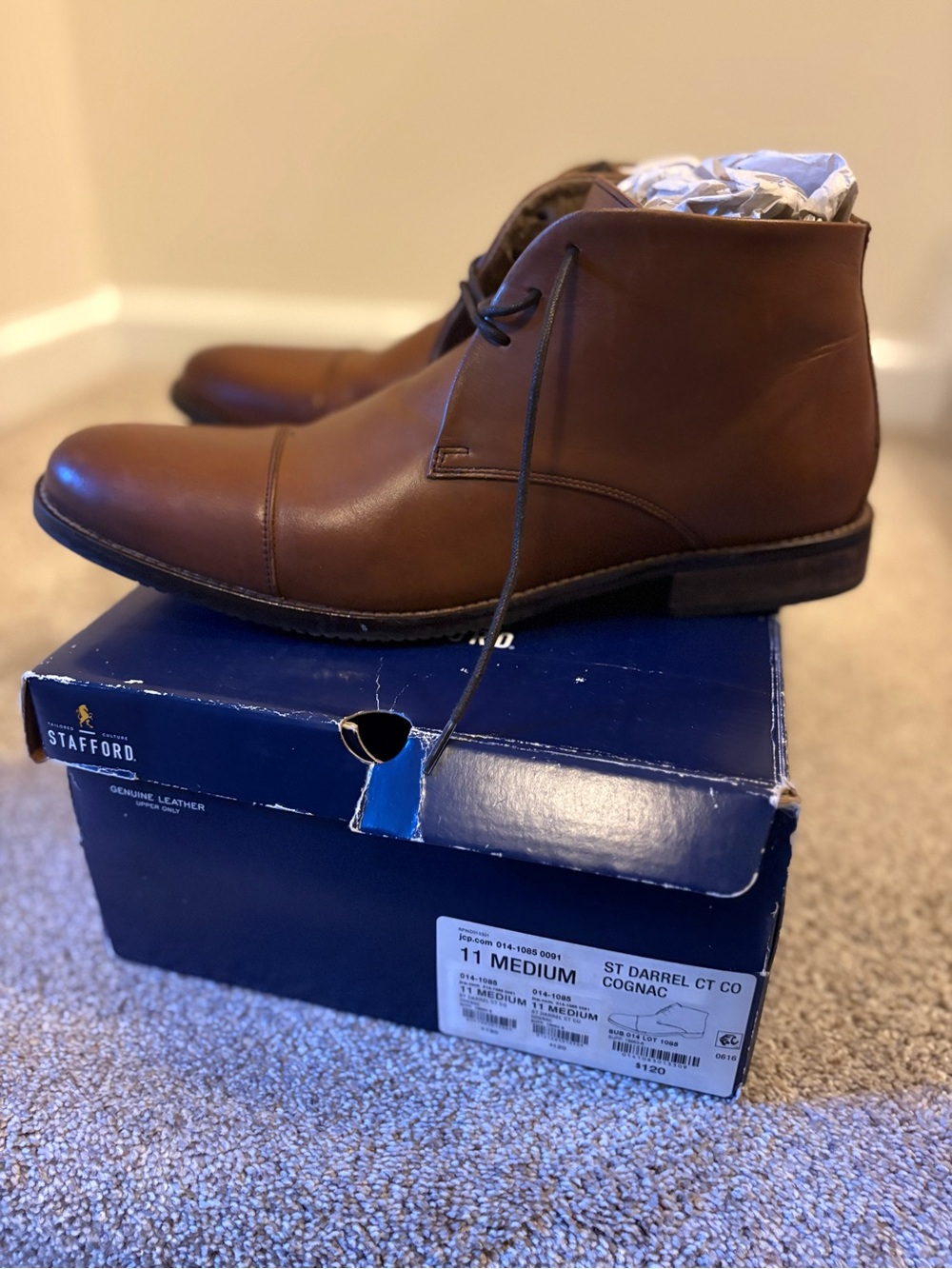 Stafford Cognac Brown Leather Chukka Boots